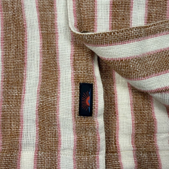 NWT Faherty Men's Palma Linen Camp Shirt Brown Stripes Size L Surfer Resort - Picture 5 of 10